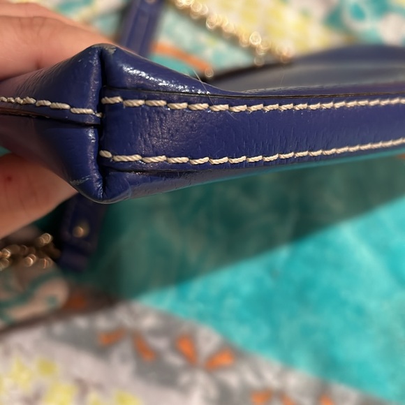 Kate Spade Purse/Handbag CERULEAN BLUE Leather w/Gold Chain Strap w/Leather - Picture 3 of 14